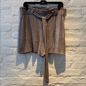 DVF grey sequin tap shorts pockets tie belt sz 8